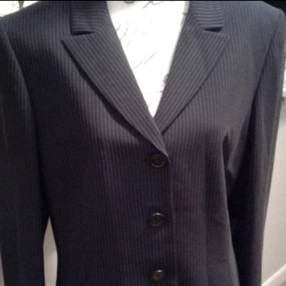 NWT TAHARI ARTHUR S LEVINE Pinstriped Lined Long-Sleeve Button-Up Blazer Jacket - Picture 1 of 5